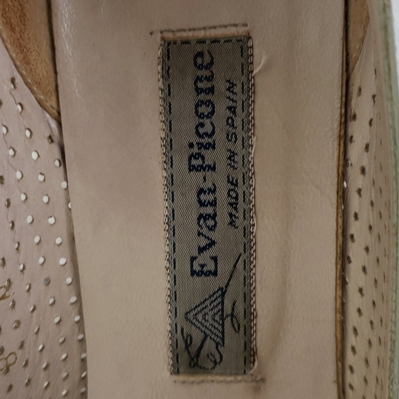 EVAN-PICONE Leather Heel Pumps Taupe Perferated Made in Spain 8N - Picture 2 of 13